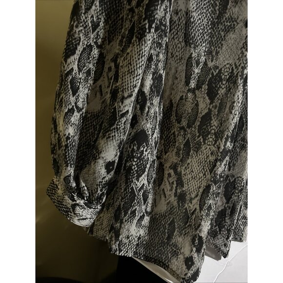 New Jones New York Shirt Womens 1X Gray Snake Long Sleeve Blouse Lightweight NWT - Picture 4 of 14